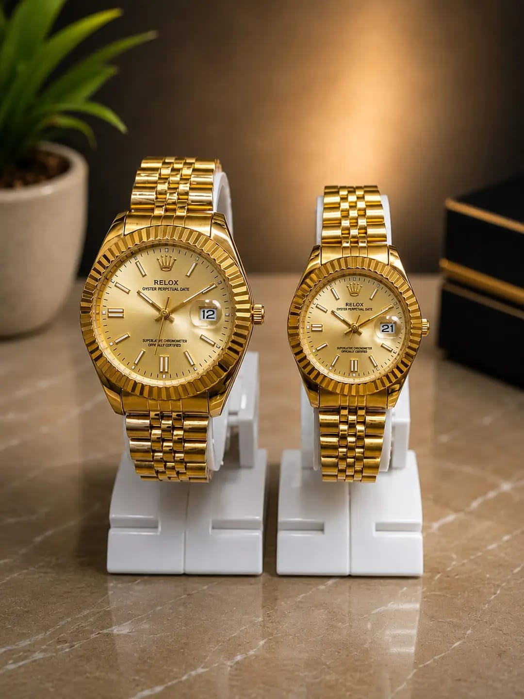 Gold Couple Watch Set