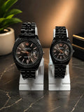 all-black matching couple watch set.