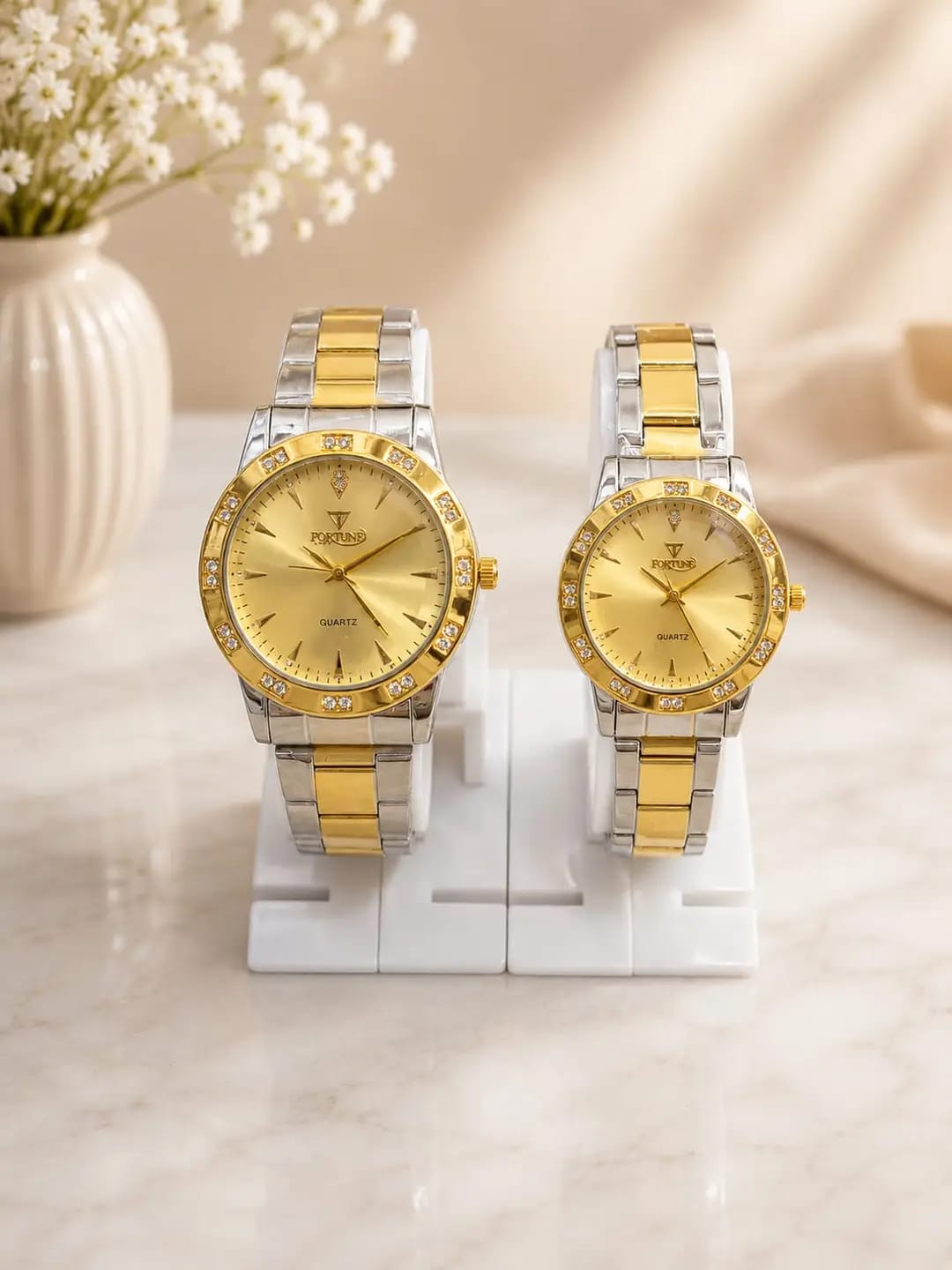 Luxury Gold &amp; Silver Couple Watches – Premium Matching Set
