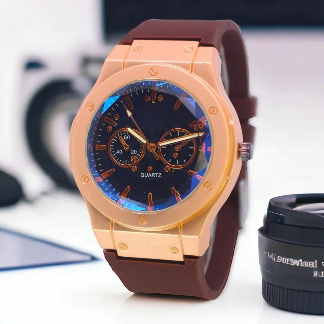 Men's Brown Water Resistant Quartz Watch 8cm