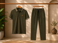 Premium Olive Green Polo T-Shirt &amp; Track Pant Set,