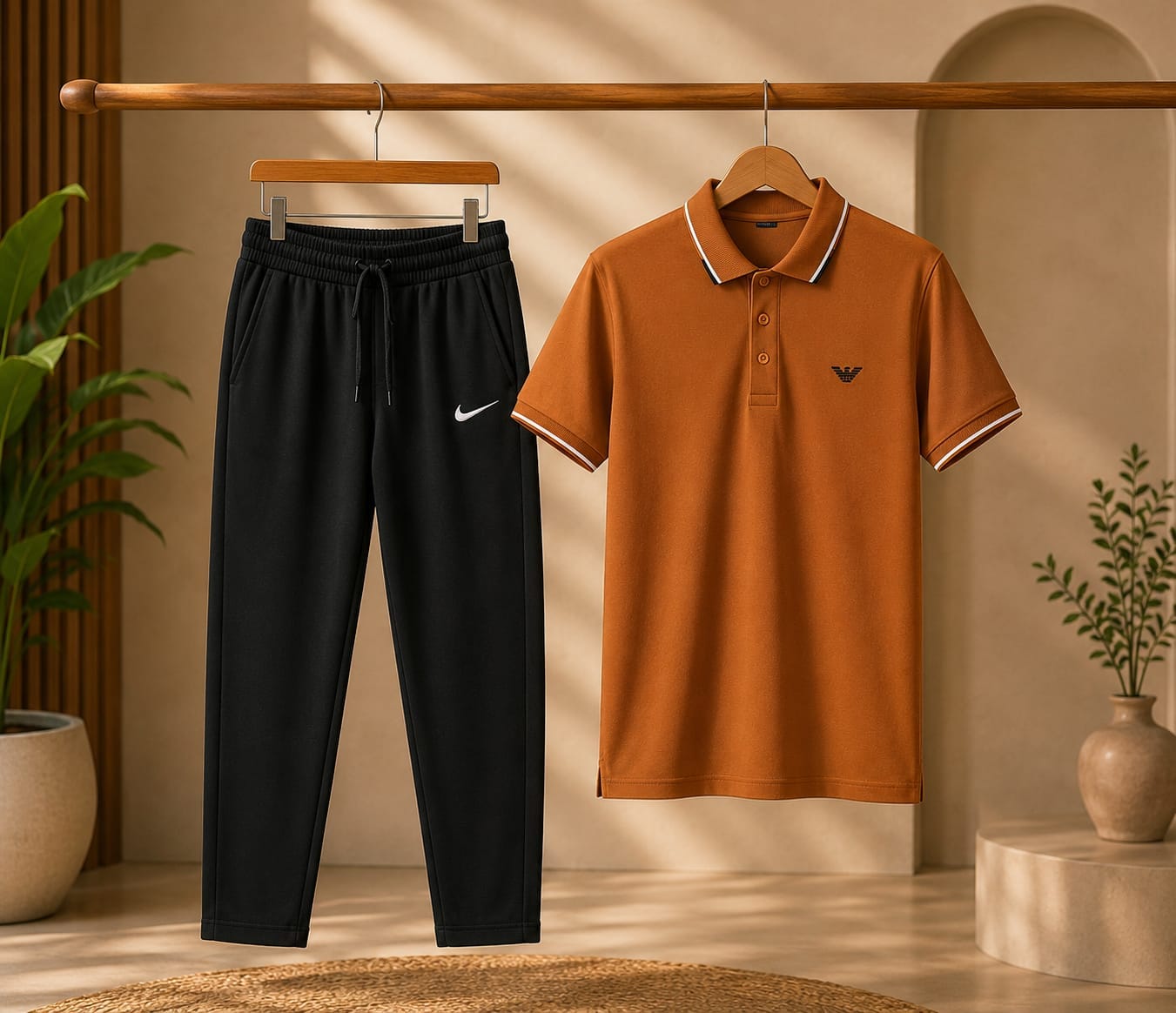 Premium Men's Polo T-Shirt &amp; Trouser Combo,drawstring trousers, this outfit is&nbsp;maroon polo shirt